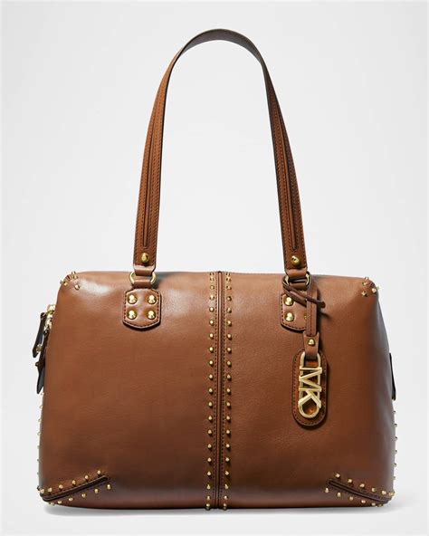 michael michael kors downtown astor large leather shoulder bag|Michael Kors studded shoulder bag.